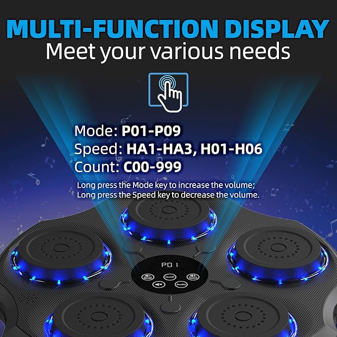 Music Boxing Machine, Family Fitness Training with Punch Sound & Beat Sync, Bluetooth Wall-Mounted Smart Beat Punch Musical Boxing, Stress Relief Home Gym Equipment for All Ages, 9 Modes & 9 Speeds