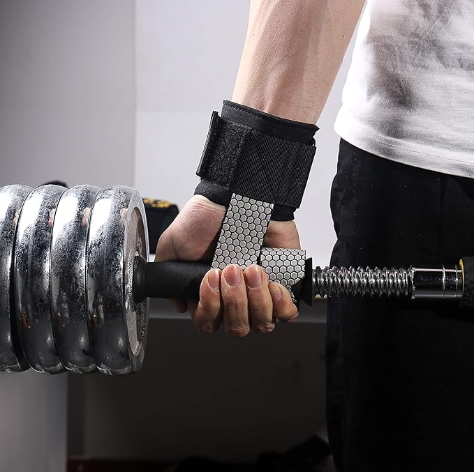 SKDK Cotton Hard Pull Wrist Lifting Straps Grips Band-Deadlift Straps with Neoprene Cushioned Wrist Padded and Anti-Skid Silicone - for Weightlifting, Bodybuilding, Xfit, Strength Training
