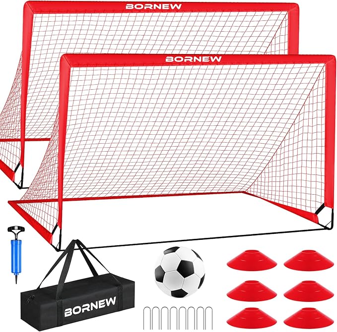 Kids Soccer Goal for Backyard Set - 2 Set of 4x3/ 5X3.6/7x5 ft Toddler Soccer Nets with 20ft Agility Ladder, Soccer Ball, Pop Up Portable Soccer Set for Kids and Youth Training Ages