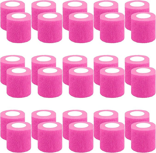 BQTQ 30 Rolls Self Adhesive Bandage, 2 inch Self Adherent Wrap, Stretch Bandages, Self Stick Bandage Wrap Tape for Wrist, Ankle Swelling, Sprains (Neon Pink)