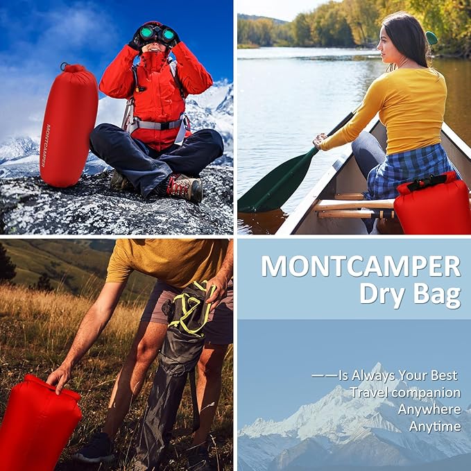 Upgraded 30D Nylon Waterproof Dry Bag-Extra Large Storage Sack for Hiking, Kayaking and Rafting-Roll Top Closure-Float on Water(20L/Red)