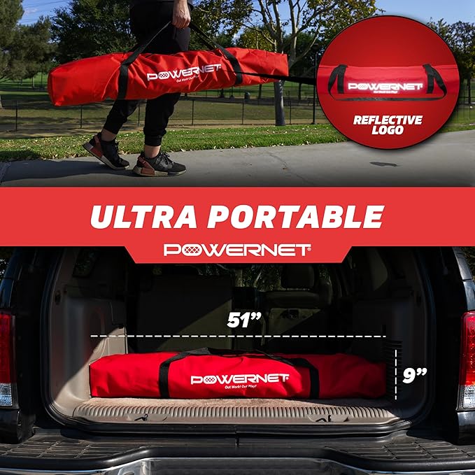PowerNet Soccer Goal for Backyard, 3Mx2M / 12x6 FT Portable Soccer Net, Sports & Outdoors Training Equipment, 1 Goal & Zipper Storage Bag