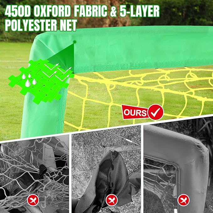 Kids Soccer Goals for Backyard Set, Portable Toddler Soccer Goal 2 of 4x3 ft, 6x4 ft, 7x5 ft, Soccer Training Equipment, Pop Up Soccer Net Kit with Size 4 Soccer Ball, Youth Games, Outdoor Sports Play