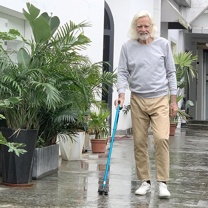 REHAND Walking Cane for Men & Women - Foldable, Adjustable, Lightweight, Self Standing Pivot Walking Cane, Soft Handle Grip, with Travel Bag, Walking Sticks for Seniors & Adults