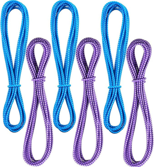 Gejoy 6 Pieces Chinese Jump Rope 157 Inches Stretch Skip Adjustable Chinese Elastic Rope Fitness Jump Game for Outdoor Exercise(Purple, Blue)