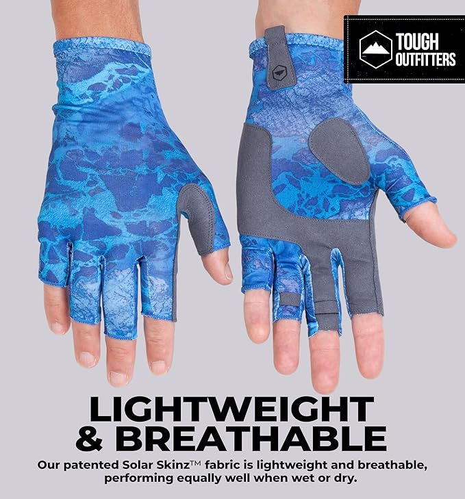 Tough Outdoors UV Fishing Gloves - Fingerless, Kayaking & Sailing - UPF 50+ Sun Protection