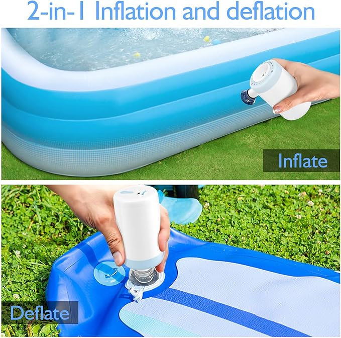 Portable Pump for Inflatables, Mini Air Pump for Inflatables,Inflation/Deflation, USB-C Electric Inflator Air Pump with 5 Nozzles, Tiny Air Pumps for Pool Floats Air Mattress Vacuum Storage Bags