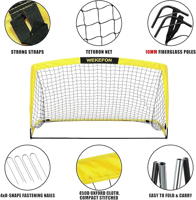 Soccer Goal 5' x 3.1' Portable Soccer Net with Carry Bag for Backyard Games and Training for Kids and Youth Soccer Practice, 1 Pack