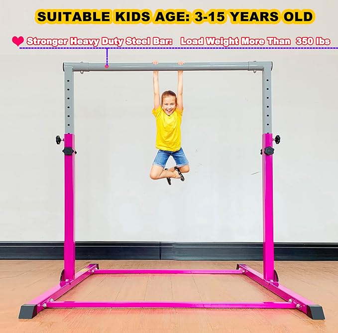 MARFULA Gymnastic Bar for Kids Gymnastic Kip Bar Horizontal Bar Gymnastic Training Equipment for Kids 3-15 Years Home and Club Use