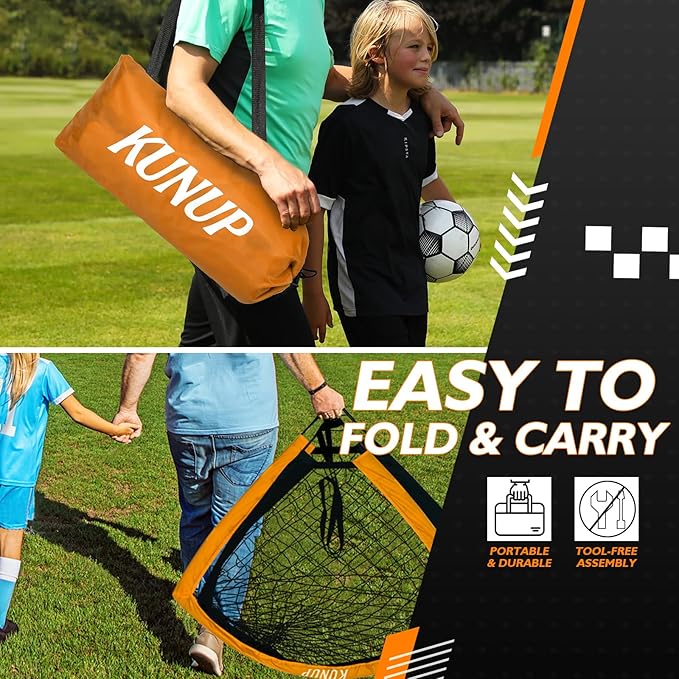 2 of 5×3 6x4 9x5 FT Portable Kids Soccer Goals Set, Foldable Soccer Practice Nets for Backyard with Carrying Bag for Toddler Youth Pop Up Soccer Training Equipment Indoor Outdoor Sports Game Gift