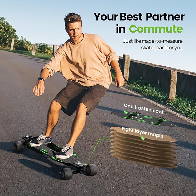 isinwheel V4/V6/V6pro/V8/V10 Electric Skateboard with Remote, 250W/450W/500W/1200W/3000W Brushless Motor, 9Mph/12Mph/30 Mph /32Mph Top Speed, Electric Longboard for Adults ＆Teens