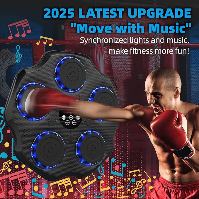 Music Boxing Machine, Family Fitness Training with Punch Sound & Beat Sync, Bluetooth Wall-Mounted Smart Beat Punch Musical Boxing, Stress Relief Home Gym Equipment for All Ages, 9 Modes & 9 Speeds