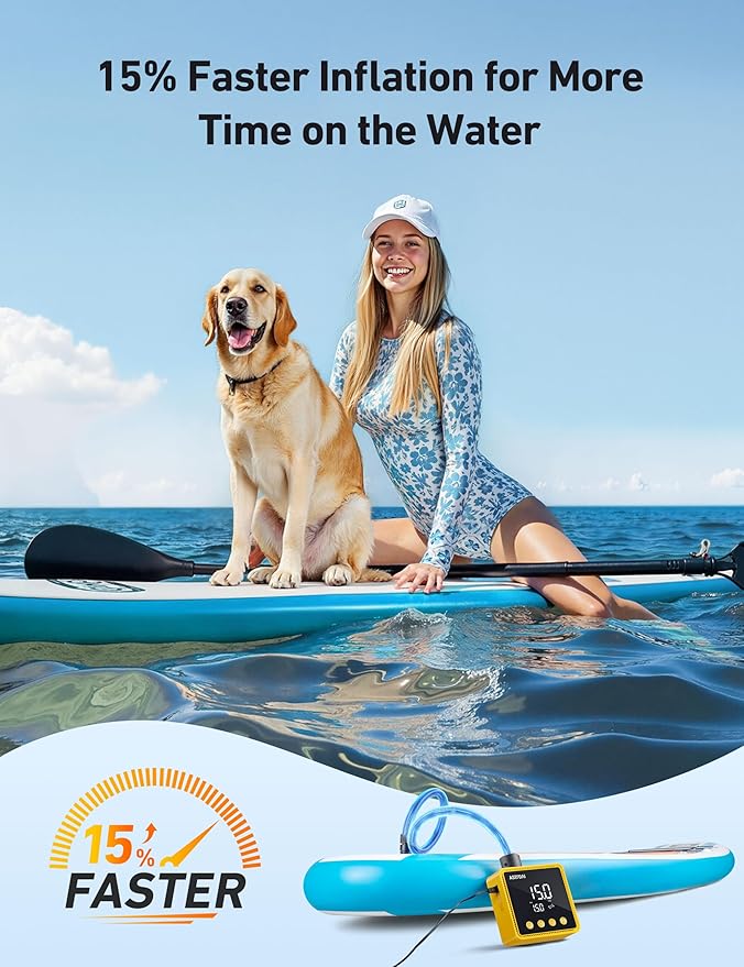AstroAI P2 Paddle Board Pump 20PSI 12V DC Car Connector Portable,SUP Pump for Paddleboard, Air Pump with Auto-Off, Deflation Function for Paddle Board, Kayaks and Boats