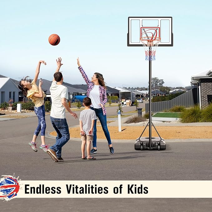 TONBUX Adjustable Basketball Hoop Outdoor 10FT, Basketball Portable Hoops & Goals, 44 Inch Backboard, for Kids, Youth, and Adults in The Backyard, Driveway