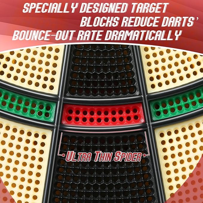 Electronic Dart Board, Soft Tip Dartboard Set 40 Games, 427 Variants Digital Electric Dart Boards with Colorful LED, 6 Darts, 100 Tips, Power Adapter