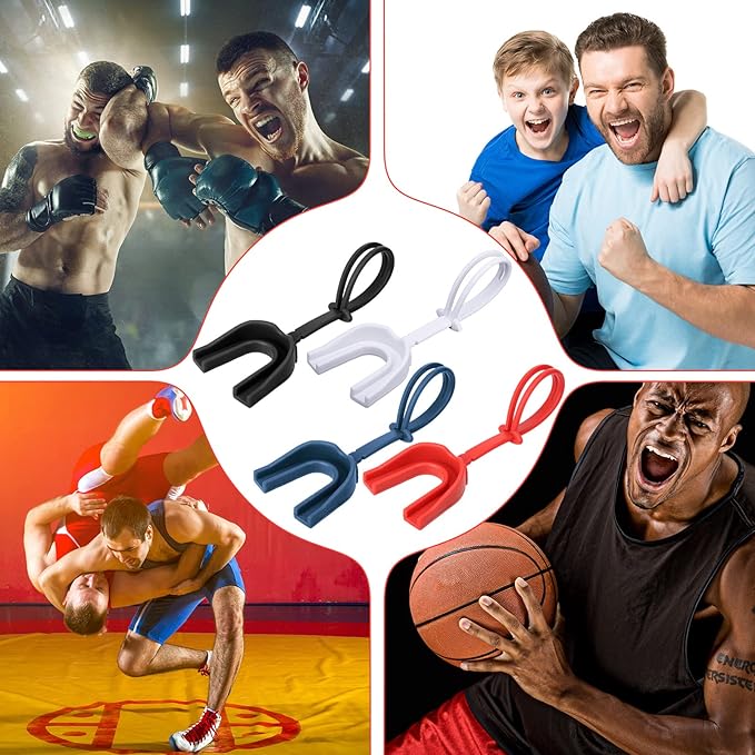 Seematn 40 Pcs Strapped Mouth Guard Bulk Football Mouthguard with Strap Youth Boxing Sports Mouthpieces Adult Mouthguard for Basketball Lacrosse Hockey Wrestling