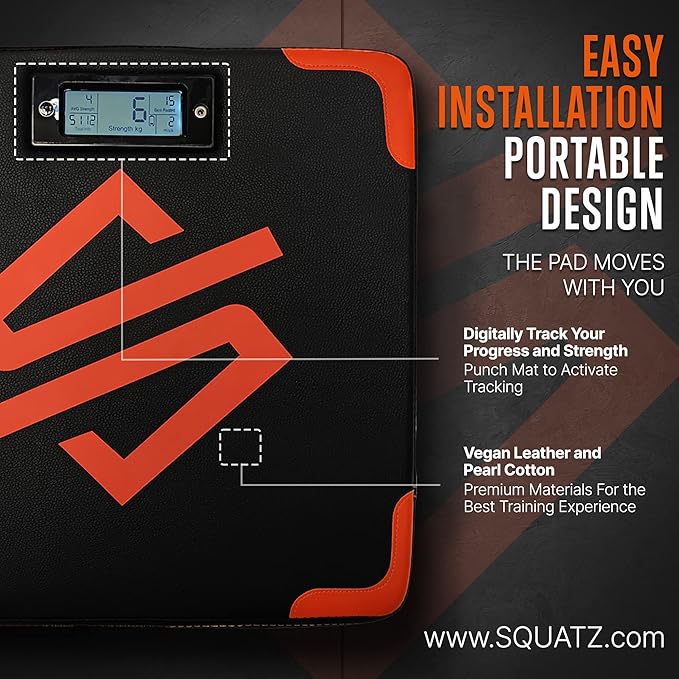 SQUATZ Portable Boxing Mat - Punching Unit with Advanced Digital Counter, Punching Mat for Strength Training, and Exercise, Automated Screen System, for Athletes and Beginners - Easy to Install