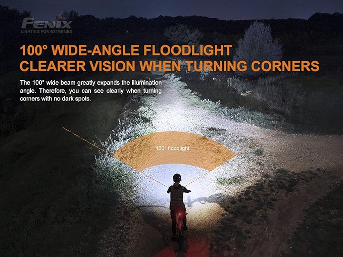 Gift Bundle: Fenix BC26R 1600 Lumen Rechargeable Bike Light with BC05R V2.0 Bike Safety Taillight, with Lumentac Organizer