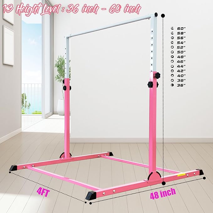 MARFULA Gymnastic Bar for Kids Gymnastic Kip Bar Horizontal Bar Gymnastic Training Equipment for Kids 3-15 Years Home and Club Use
