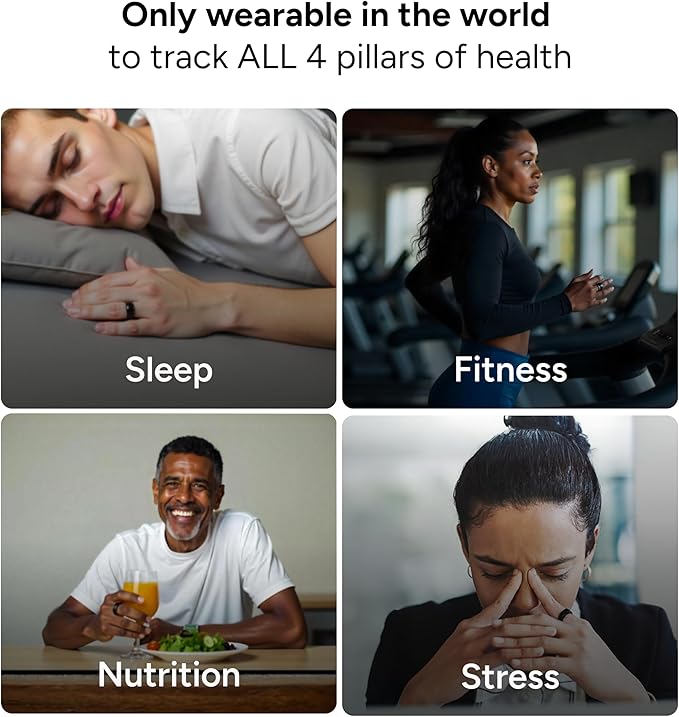 Gabit Smart Ring | 7+ Day Battery | Sleep, Fitness, Nutrition, Stress | Track Steps, VO2 Max, Recovery, Calorie Counter | Buy Sizing Kit First | Smart Ring for Men & Women | Titanium, Matte Silver 14