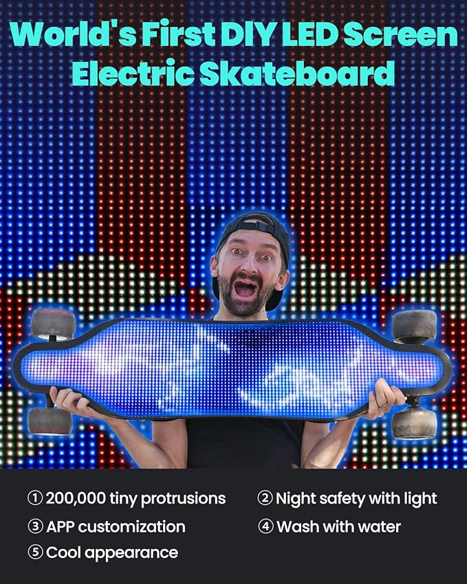 S3/Pixel Rider Electric Skateboards with Remote and Swappable Battery/Top Speed 28 Mph/2 * 600W Motors/12Miles/25Miles Max Range Electric Longboards for Adult＆Beginner