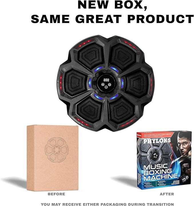 PHYLOKS™ Music Boxing Machine with Gloves, 9 Speeds & 9 Modes, Bring The Boxing Arena Home with Smart Reflex Lights, Music Punching Trainer for Home Fitness & Fun
