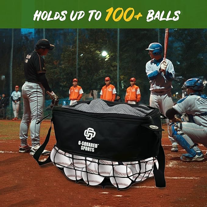 G-Squared BCDY1 Heavy Duty Ball Caddy,Holds 100+ baseball/50+ softball/100+ Pickleball Balls, Tool Free Assembly and Large Capacity Detachable Bag, Ideal for Solo/Pro Training