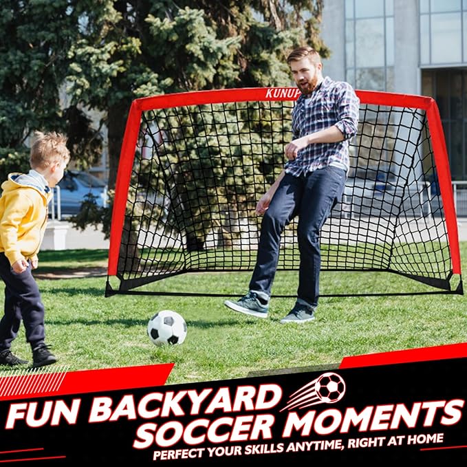 2 of 5×3 6x4 9x5 FT Portable Kids Soccer Goals Set, Foldable Soccer Practice Nets for Backyard with Carrying Bag for Toddler Youth Pop Up Soccer Training Equipment Indoor Outdoor Sports Game Gift