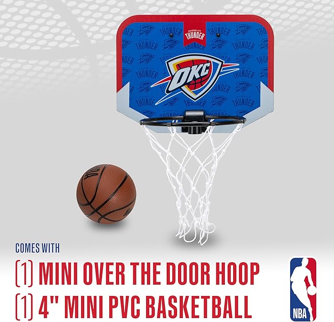 Franklin Sports NBA Team Over The Door Basketball Hoop - Kids Indoor Mini Basketball Hoop with Basketball - NBA Fan Shop Mini Hoop for Bedroom & Office