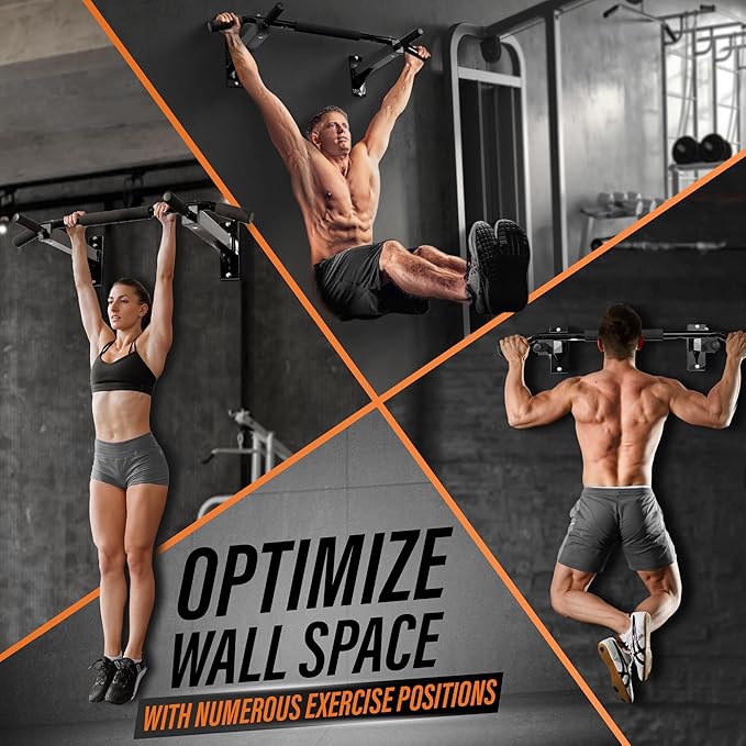 Yes4All Pull Up Bar Wall Mounted - Multifunctional Wall Mounted Pull Up Bar for Home Gym Workout Strength Training Equipment