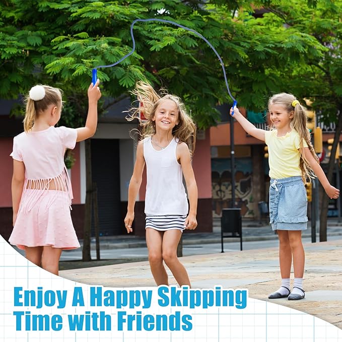 Honoson 50 Pcs Rainbow Jump Rope Bulk Gift for Kids 7.8ft Nylon Stripe Ropes with Handle Adjustable Colorful Party Favor Christmas Item Gift Outdoor Exercise Fitness (Multicolor)