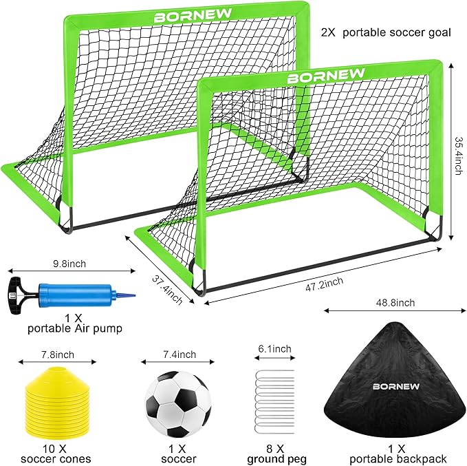 Kids Soccer Goal for Backyard Set - 2 Set of 6X4 / 4X3 ft Toddler Soccer Nets Training Equipment, Soccer Ball, Pop Up Portable Soccer Set for Kids and Youth Games and Training Goals Ages 3-16 Gift