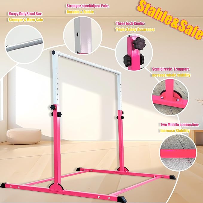 MARFULA Gymnastic Bar for Kids Gymnastic Kip Bar Horizontal Bar Gymnastic Training Equipment for Kids 3-15 Years Home and Club Use