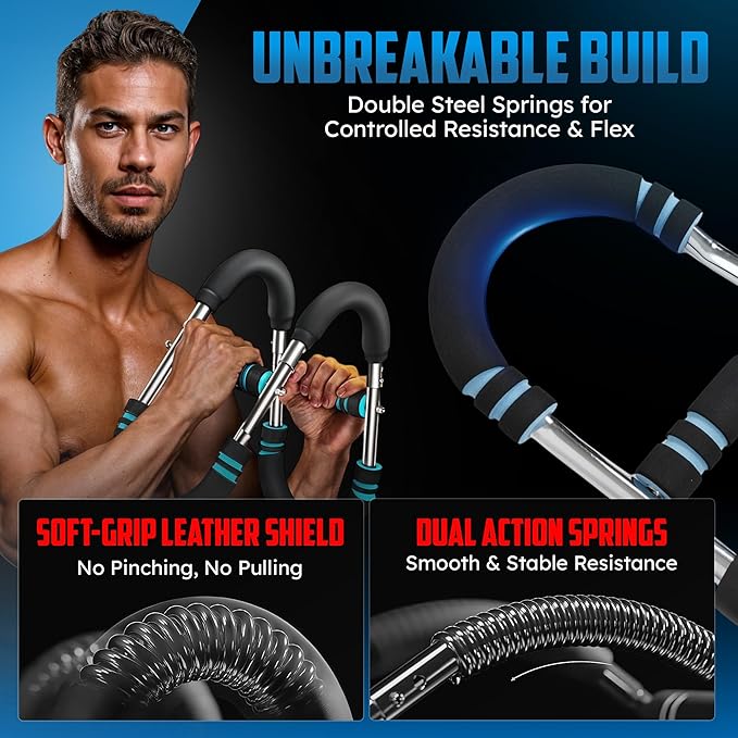URBAN BEAST 80-100 Lb Adjustable Twister Arm Trainer for Men & Women to Workout Upper Body| 2 Spring Gorilla Bar with Portable & Durable Construction for Chest Workout Equipment| Power Twister Bar