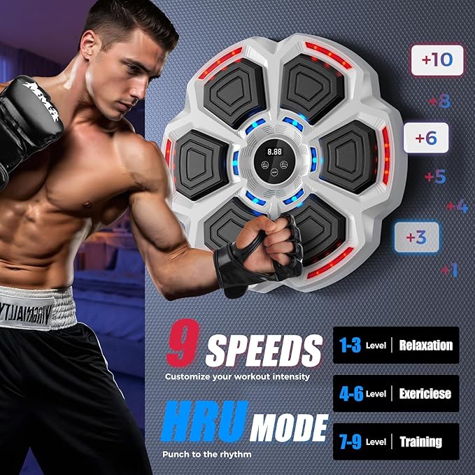 Music Boxing Machine for Adults,Smart Boxing Training Machine,Wall Target Punching Workout for Kids,Reflex Training Suitable for Home,Office,Gym,Fun Fitness Equipment