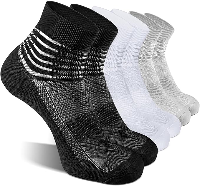 IRAMY Compression Ankle Support Socks Coolmax Wicking Cushioned Athletic Plantar Fasciitis Relief Men Women 2/3/6 Pairs