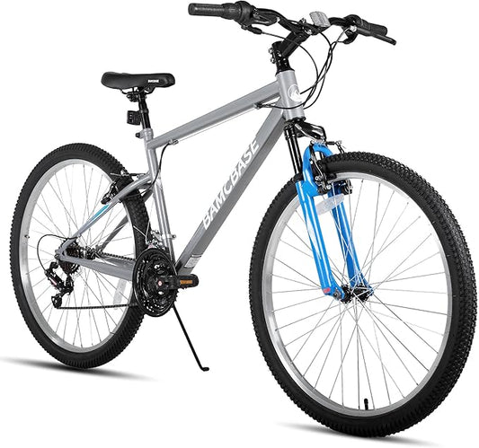 HILAND 26 27 Inch Mountain Bike, Mens Womens MTB with 18 Speeds, High-Tensile Steel Frame, V Brake, Hardtail Bicycle for Adults