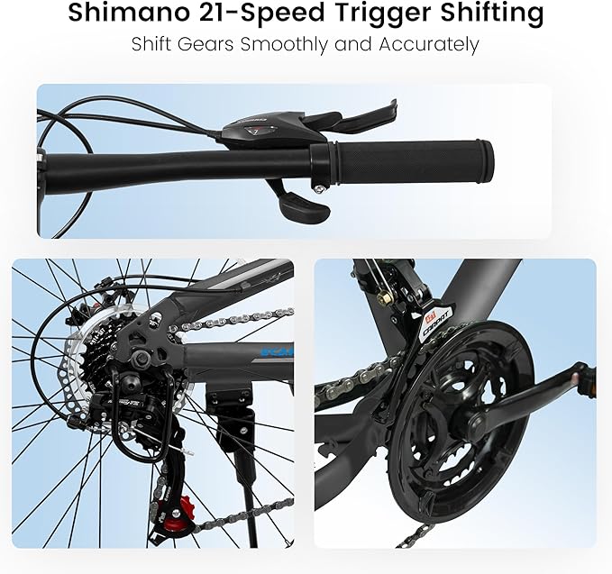 24/26/27.5 Inch Mountain Bike, Dual Full Suspension 21 Speed Womens Mens Mountain Bikes, Commuter Bike with Carbon Steel Frame and Dual Disc Brakes