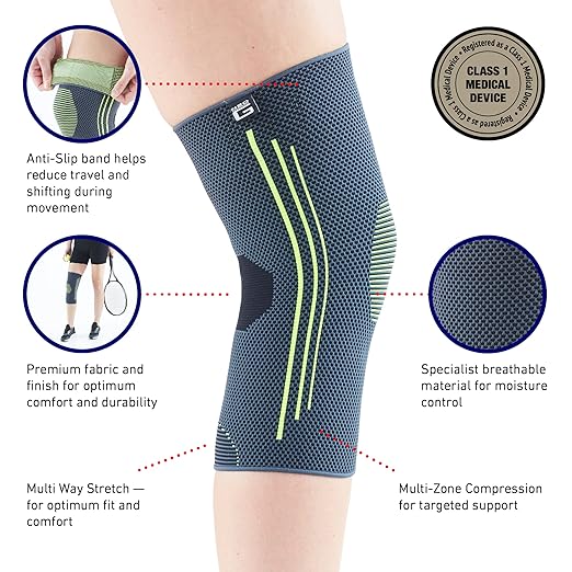 Neo-G Knee Compression Sleeve for Sports - Breathable, Lightweight, Elastic Knee Sleeve for running, Compression Knee Sleeve for knee pain, Meniscus Tear, Sprains, Strains, Injury Recovery - XL