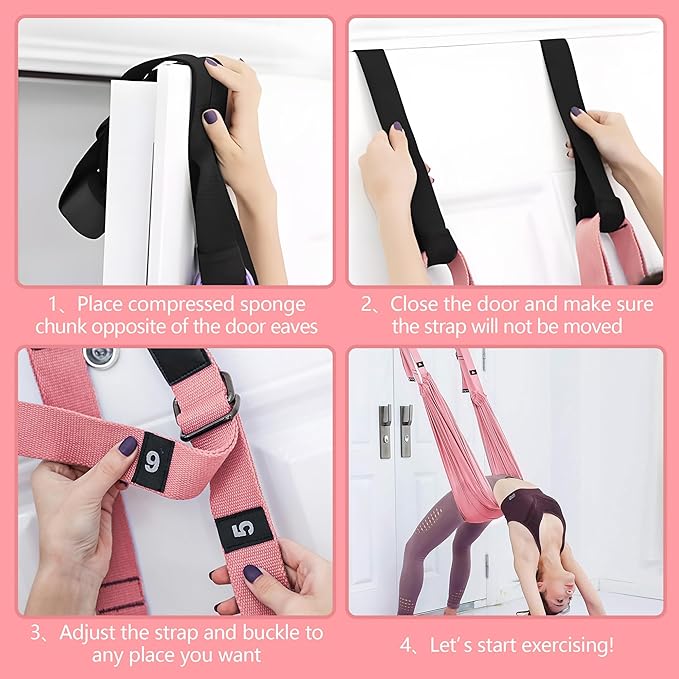 Leg Stretcher Strap, Stretching Equipment with Door Anchor Flexibility Trainer Backbend Assist for Dance Aerial Yoga Ballet Leg Stretching Exercise