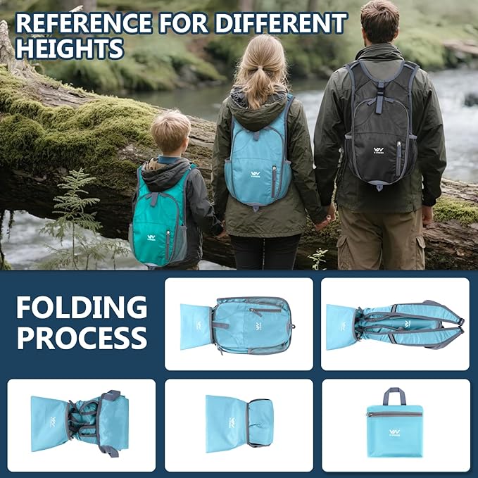 15L Hiking Backpack - Small Lightweight Packable Daypack Travel Outdoor Foldable Shoulder Bag Camping Hiking Backpack for Women Men - Blue