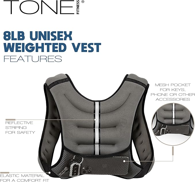 Tone Fitness Weighted Vest | 8lb or 12lb | Multiple Options