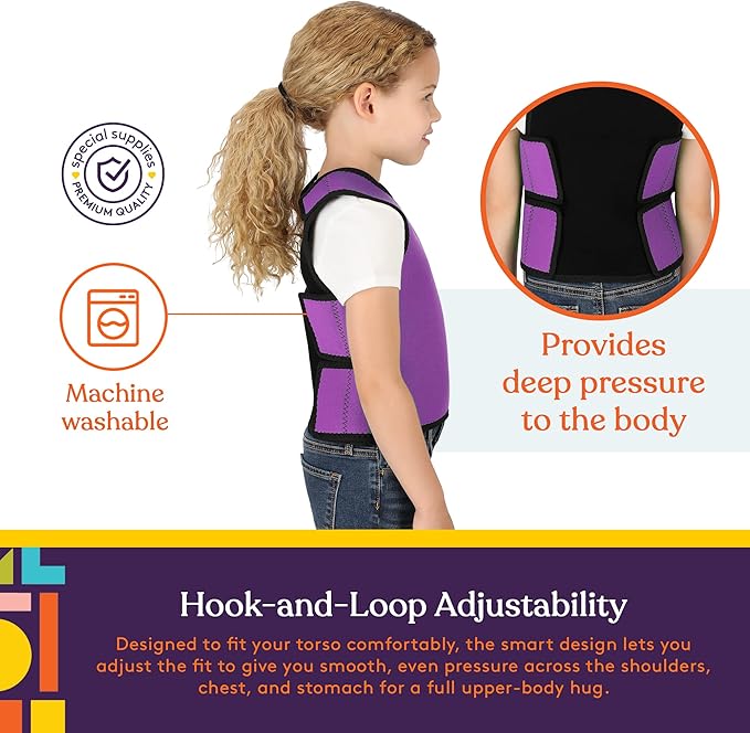 Special Supplies Sensory Compression Vest Deep Pressure Comfort (Purple, X-Small)