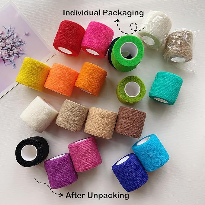 36 PCS Self Adhesive Bandage Wrap 2" X 5 Yards Elastic Cohesive Bandage Wrap Bandage Wrap Rolls Elastic Self-Adherent Tape for Stretch Athletic, Sports, Wrist, Ankle