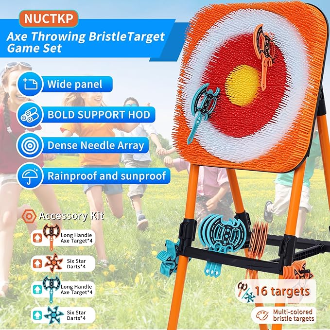 Axe Throwing Mane Target with 8 Axes 8 Darts Set, Outdoor Axe Throwing Game