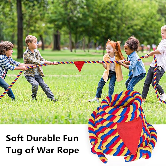 X XBEN Field Day Tug of War Rope for Kids and Adults 55FT, Family Reunion Birthday Party Games, Summer Outside Lawn Games, Camping Picnic Carnival Games, Perfect for Team Building Activities