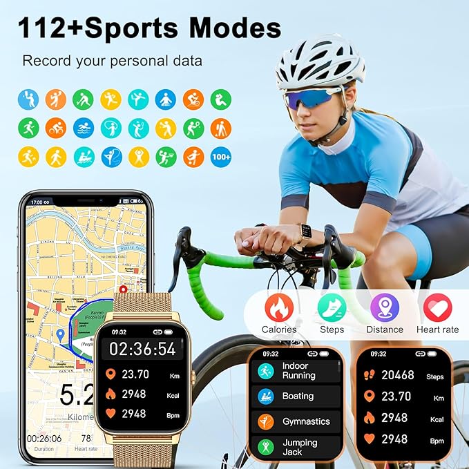 Smart Watch for Women Fitness Tracker: Gold Smart Watches for Women Digital Mens watches Make/Answer Call Waterproof Running Smartwatch Android Phone iPhone Samsung Compatible Heart Rate Monitor