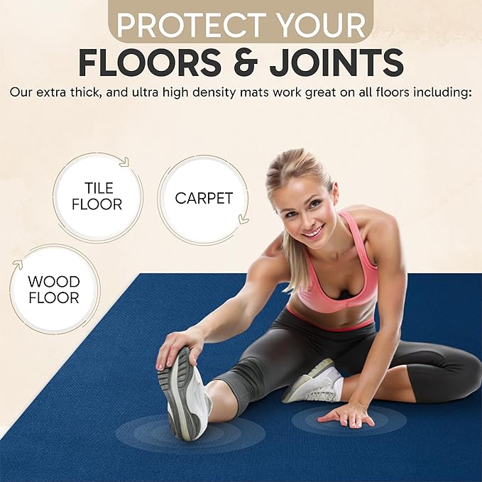 Gorilla Mats Premium Large Exercise Mat – 6x4', 7x4', x7x5', 8x4', 10x4' (1/4" Thick) Ultra Durable, Non-Slip, Workout Mat for Instant Home Gym Flooring – Great on Any Floor – Use With or Without Shoes