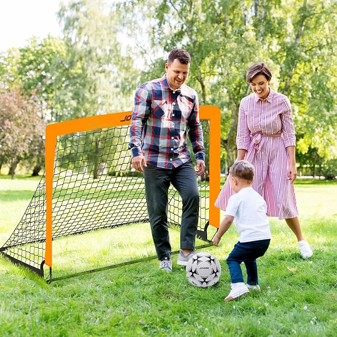 Kids Soccer Goals for Backyard Set, Portable Toddler Soccer Goal 2 of 4x3 ft, 6x4 ft, 7x5 ft, Soccer Training Equipment, Pop Up Soccer Net Kit with Size 4 Soccer Ball, Youth Games, Outdoor Sports Play