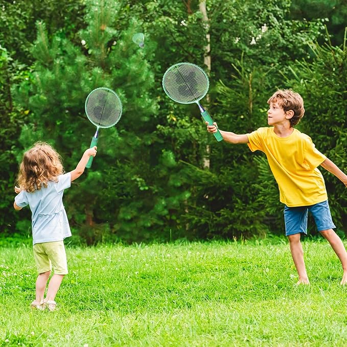 JOY SPOT! Kids Badminton Rackets Set with Soft Grip, Oversize & Lightweight Shuttlecocks Racquet with Carry Bag for Children Youth, 2 Player Sport Game for Indoor Outdoor Backyard